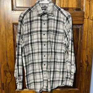 Men's Black and White Plaid Shirt